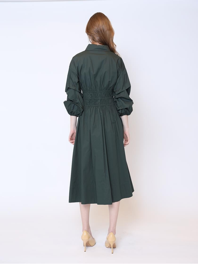 Gracia Ruched Puff Sleeve & Waist A Line Midi Dress D33917